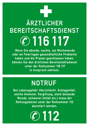 Notruf und ärztlicher Bereitschaftsdienst