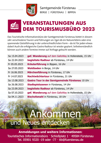 Termine 2023 Tourismus